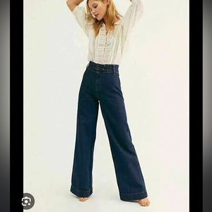 Free People high waisted wide leg belted jean
